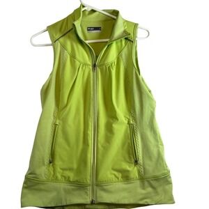 LIJA Women's Sleeveless Golf Vest Lime Green Full Zip Pockets Size M